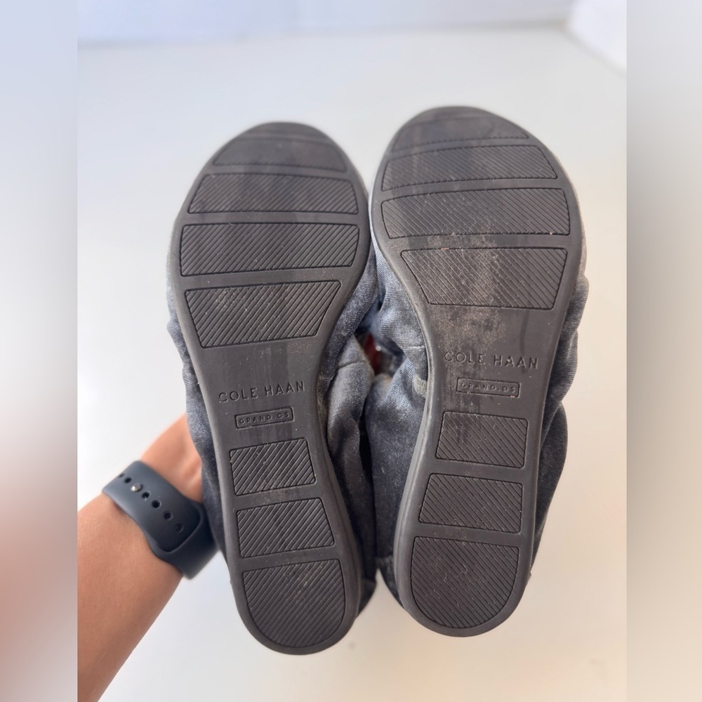 Cole Haan Tali Bow Ballet Flat Shoes Grey Velour Velvet Women’s Size 10 - Picture 8 of 8